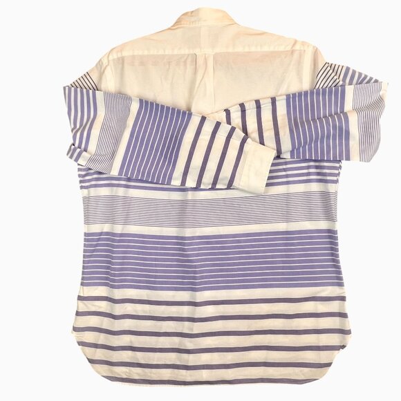 Ralph Lauren Mens XL White & Blue Striped Button Down Long Sleeve Dress Shirt - Picture 2 of 11